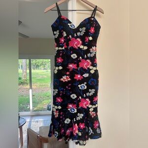 Guess Pink and Blue Sheath Midi Dress Sweetheart Neckline